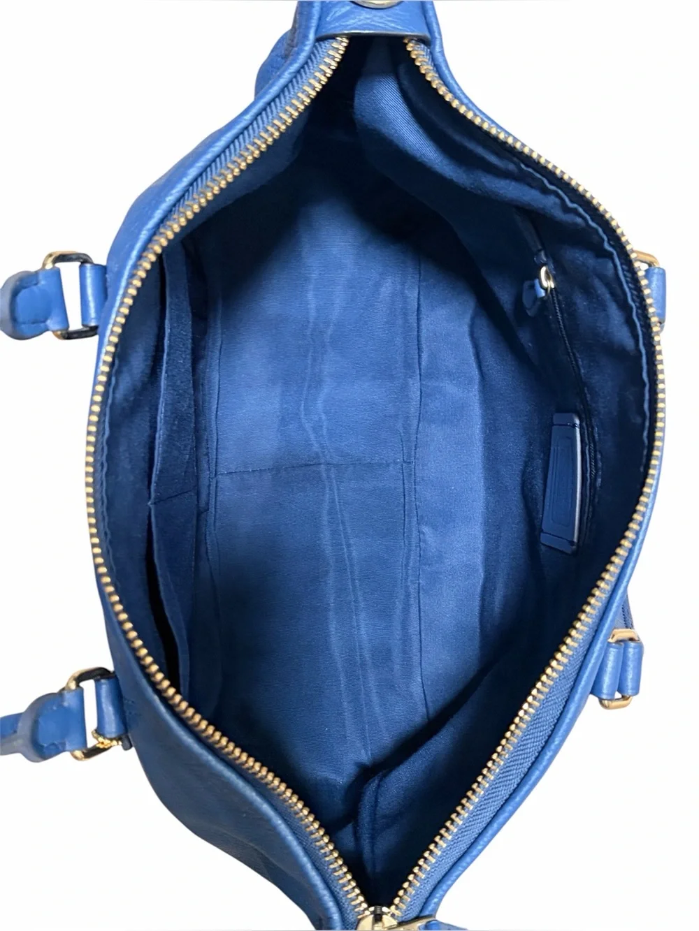 Coach Blue Central Studded Pebble Leather Satchel - Picture 8 of 11